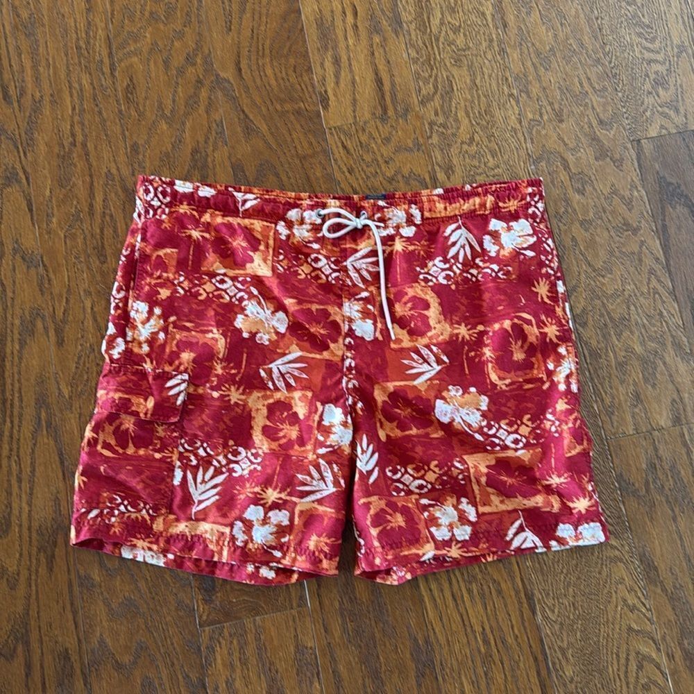 Red men’s swim trunks